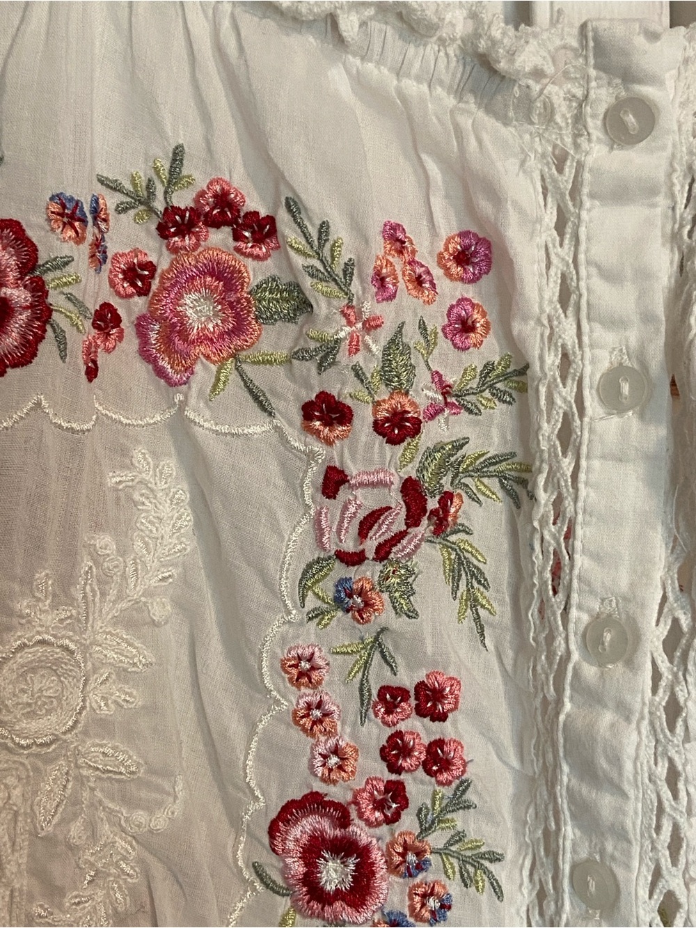 Free People White Floral Embroidered Crop Top - Picture 4 of 6